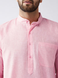 SOJANYA Men Pink Solid Kurta Lurus