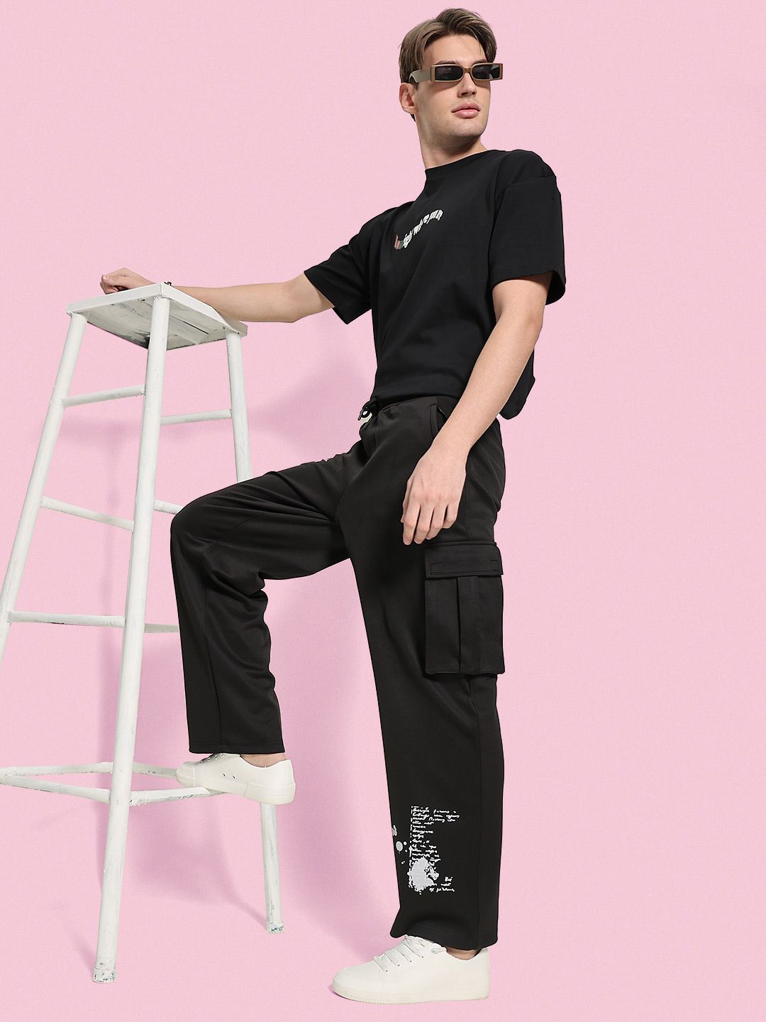 Bene Kleed Men Printed Plated Interlock Relaxed FitTrousers