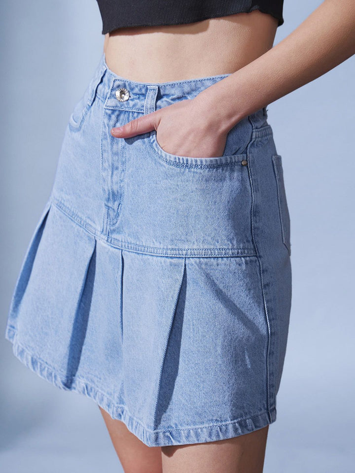 STREET 9 Denim Flared Mini Skirt
