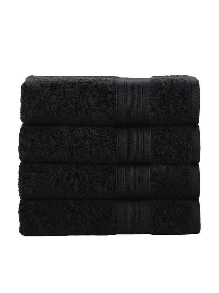 MYTRIDENT Unisex Set of 4 Black 500GSM Cotton Bath Towel