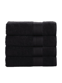 MYTRIDENT Unisex Set of 4 Black 500GSM Cotton Bath Towel