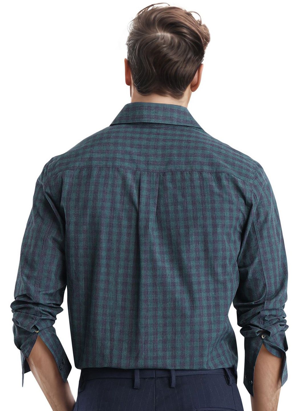 RARE RABBIT Men Comfort Spread Collar Checked Cotton Casual Shirt