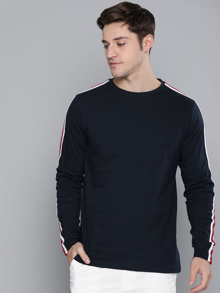 DILLINGER Men Navy Blue Solid Round Neck Pure Cotton T-shirt