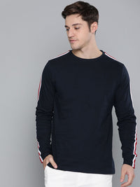 DILLINGER Men Navy Blue Solid Round Neck Pure Cotton T-shirt