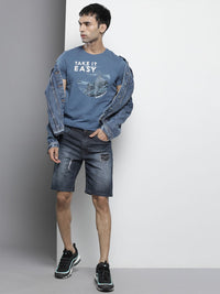 The Indian Garage Co Men Blue Slim Fit Denim Shorts