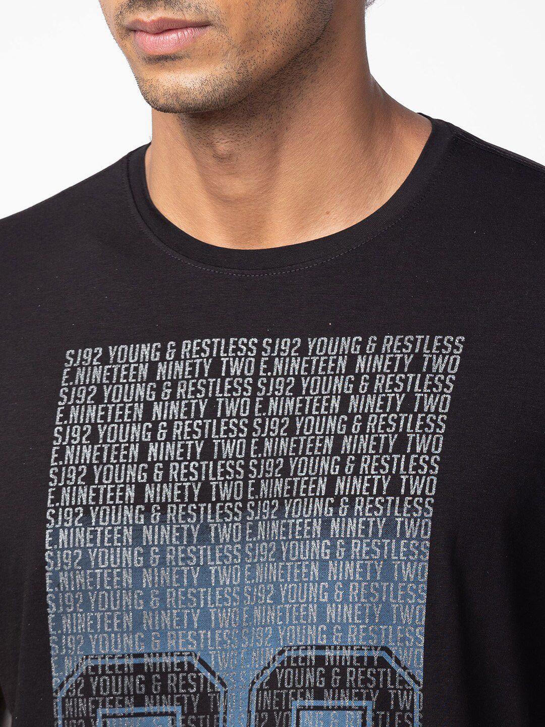 SPYKAR Men Typography Printed Slim Fit Cotton T-shirt
