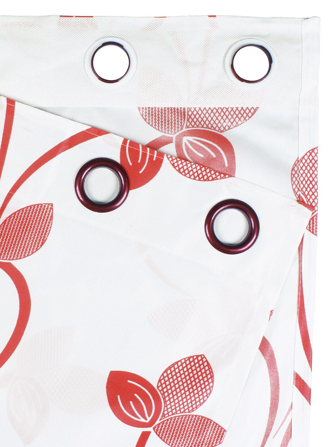 Story@home Nature Red & Off White Set of 2 Floral Long Door Curtains