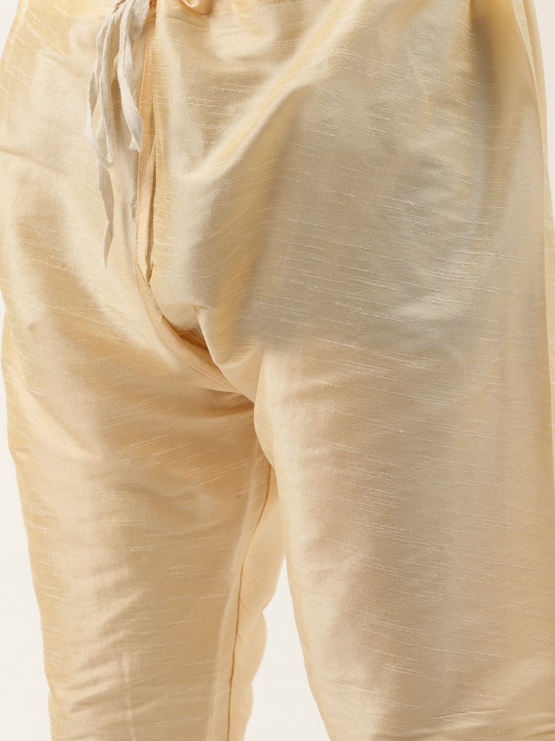 SOJANYA Men Golden Solid Kurta with Churidar & Nehru Jacket