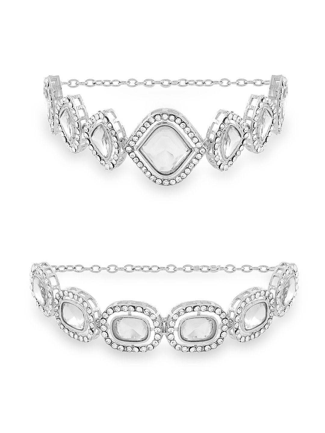 Set Mutiara Zaveri 2 Gelang Lilit Berlian Austria Bersalut Perak