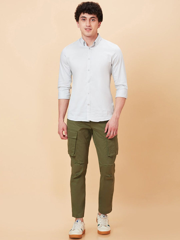 Being Human Men Mid-Rise Plain Cotton Slim Fit Cargos Trouser