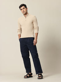 Mr Bowerbird Mock Collar Cable Knit Pullover Sweater