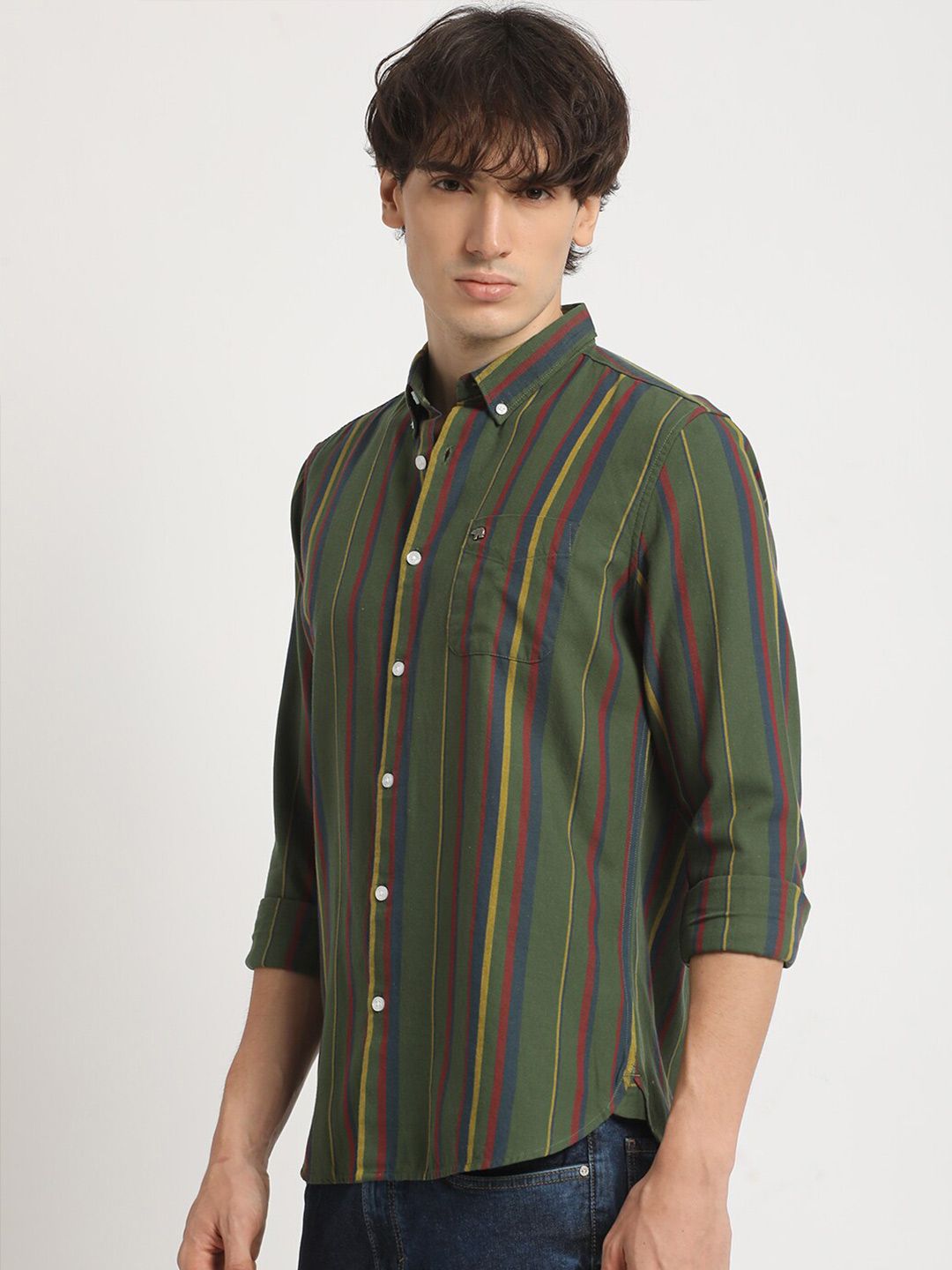 THE BEAR HOUSE Men's Striped Slim Fit Casual Shirt