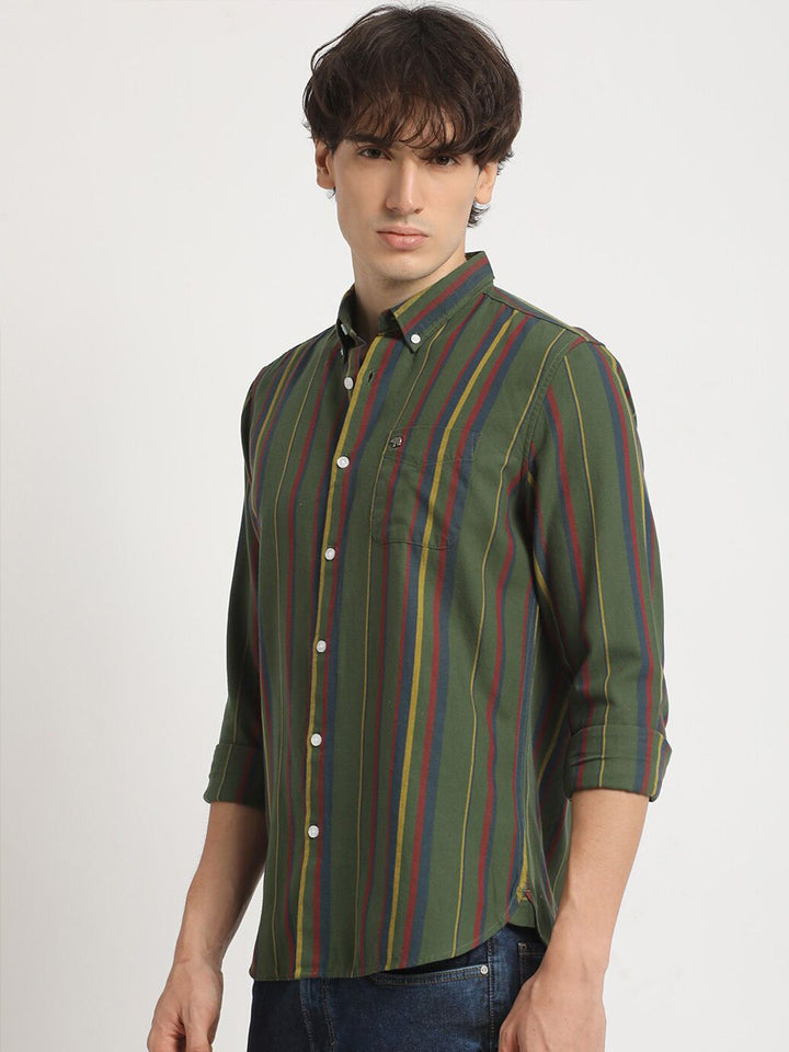 THE BEAR HOUSE Men's Striped Slim Fit Casual Shirt