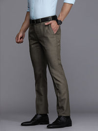 Raymond Men Olive Green Solid Slim Fit Formal Trousers
