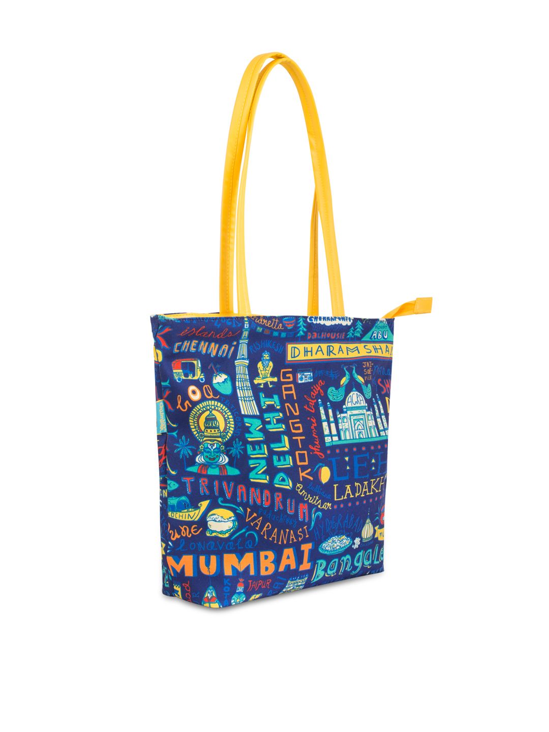 TEAL BY CHUMBAK Navy Blue Printed Tote Bag