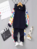 YK Girls Colourblocked Sweatshirt & Joggers Clothing Set