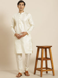 SOJANYA Men Cream-Coloured Woven Design Kurta