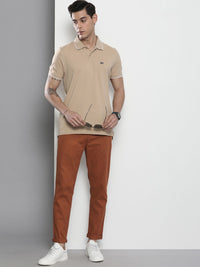 The Indian Garage Co Men Brown Slim Fit Linen Blend Trousers