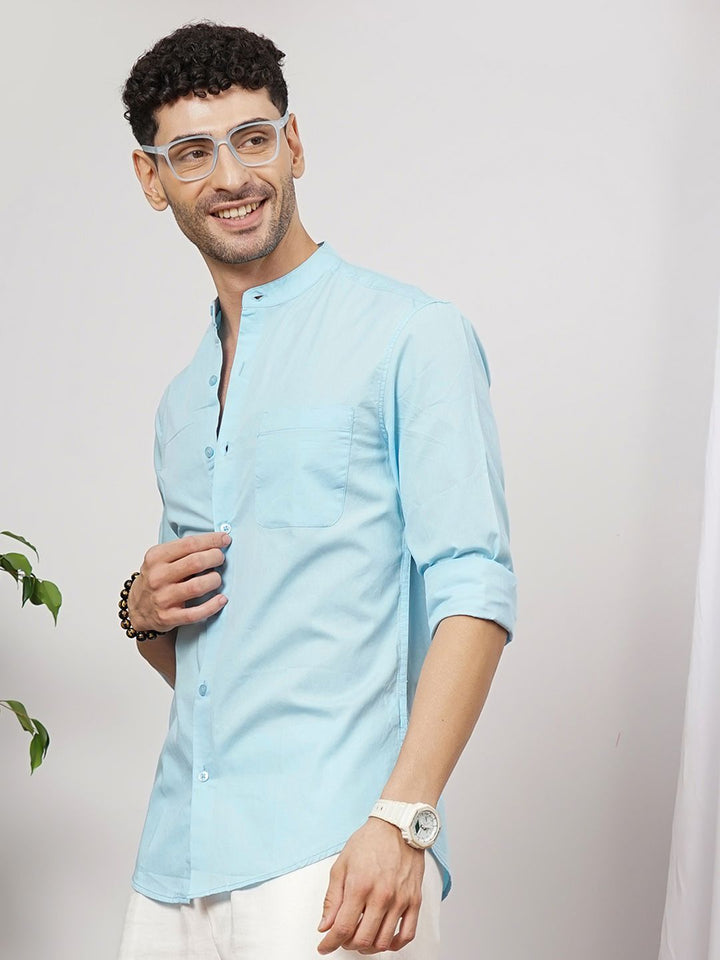 The Indian Garage Co Men Blue Solid Casual Shirt