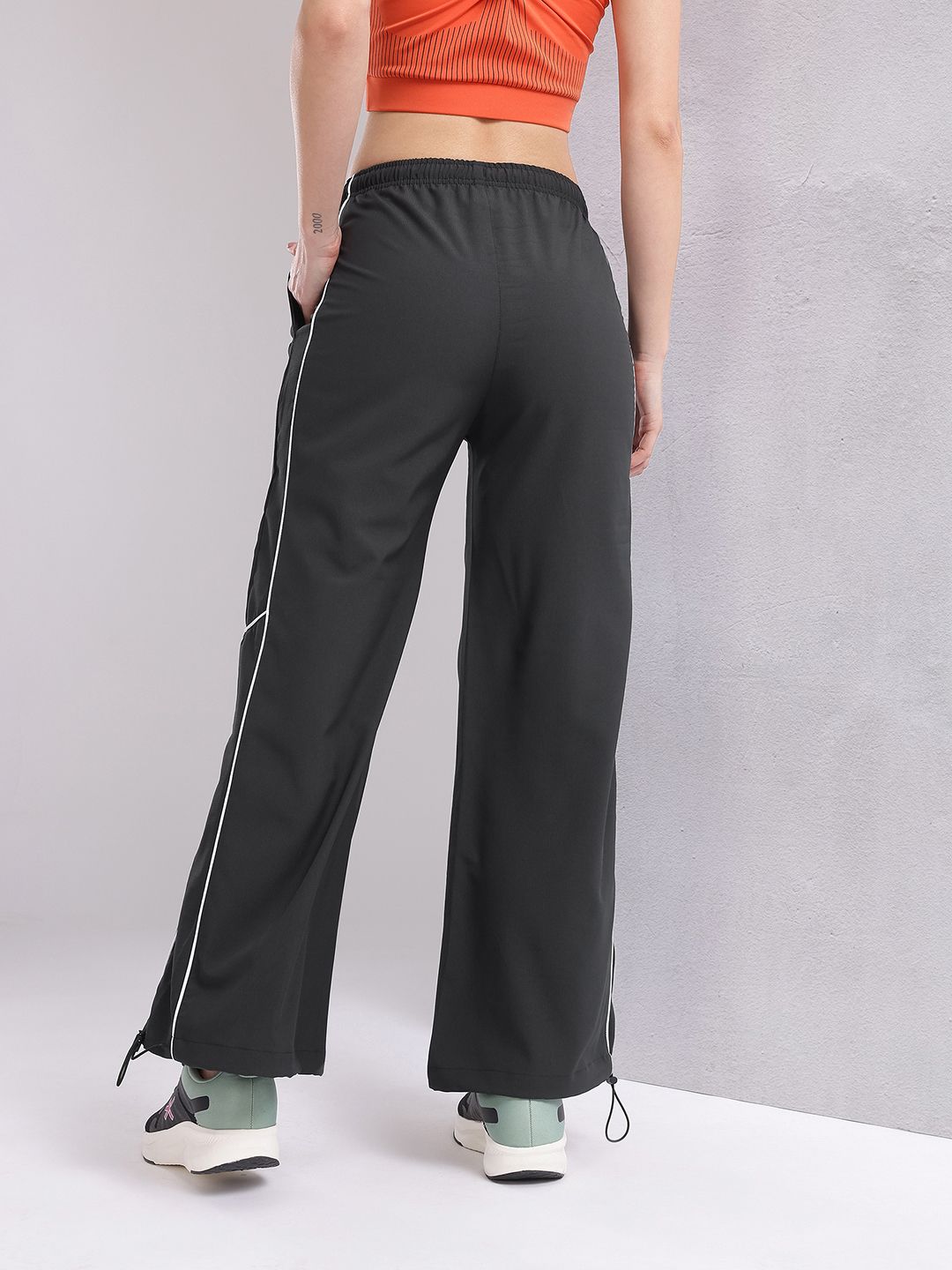 HRX by Hrithik Roshan Women Contrast Piping Rapid-Dry Flared Training Track Pants