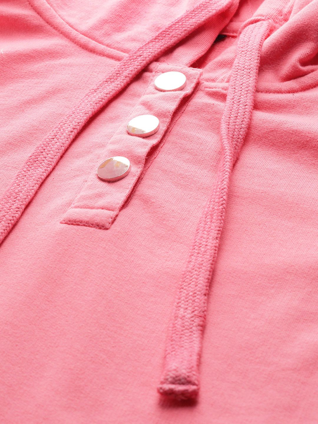 DressBerry Women Pink Hooded Sweatshirt