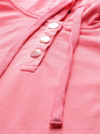 DressBerry Women Pink Hooded Sweatshirt