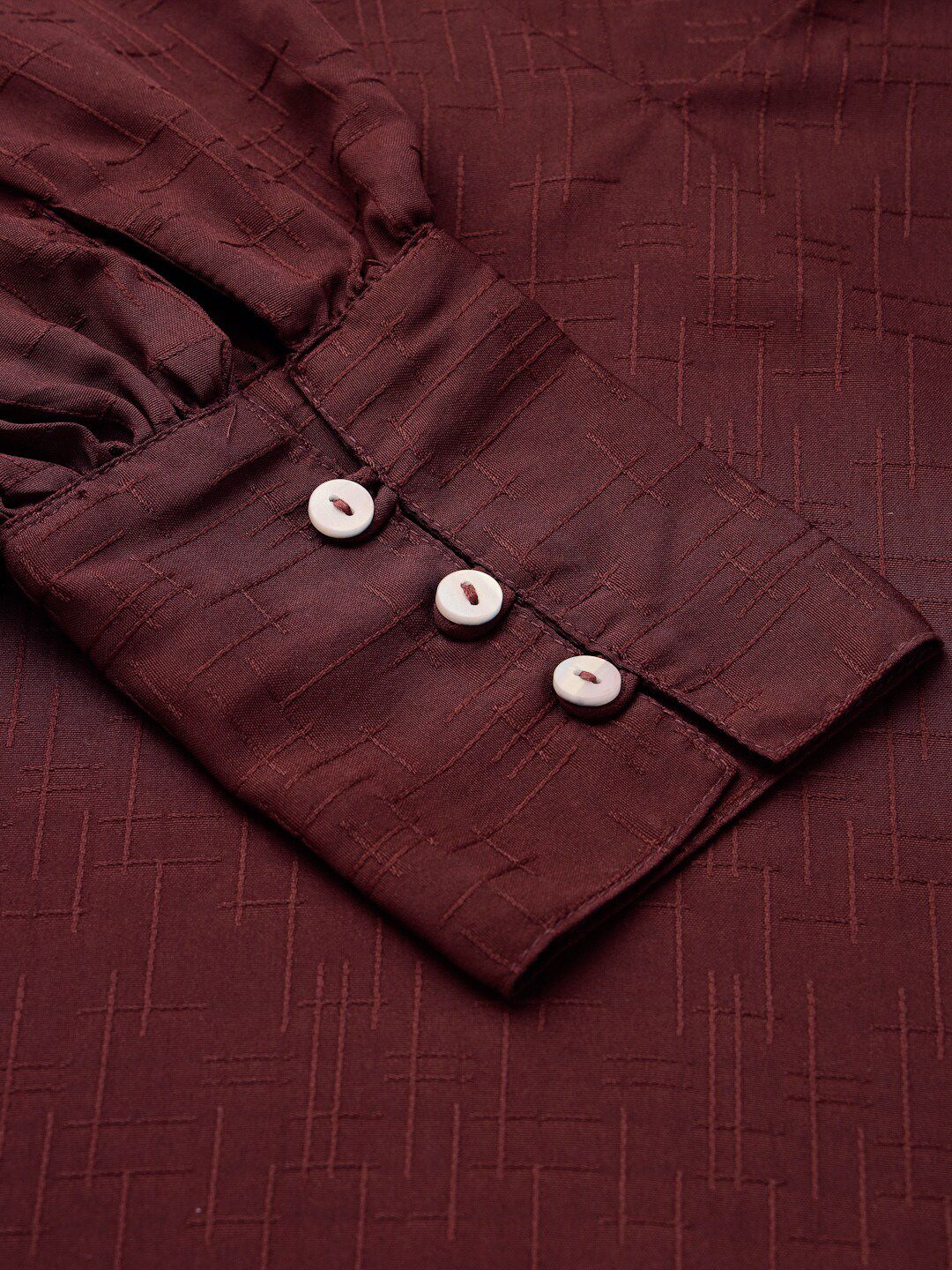 Style Quotient Self Design Cuffed Sleeves Top