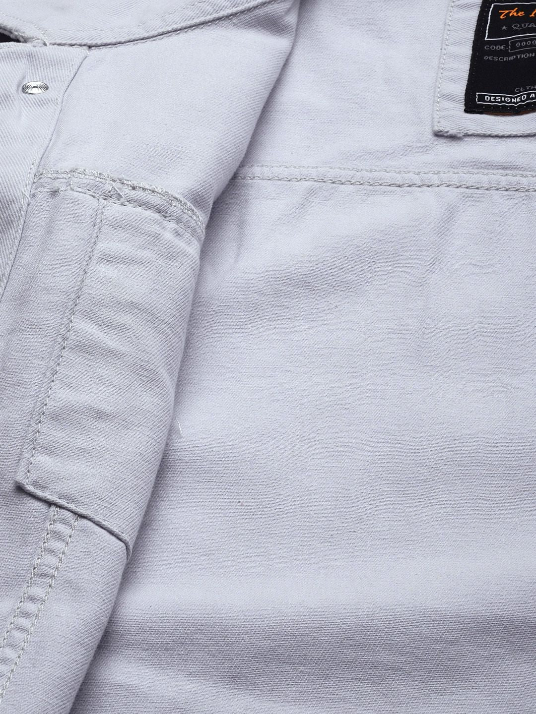 The Indian Garage Co Men Slim Fit Denim Trucker Jacket with Double Flap Pockets