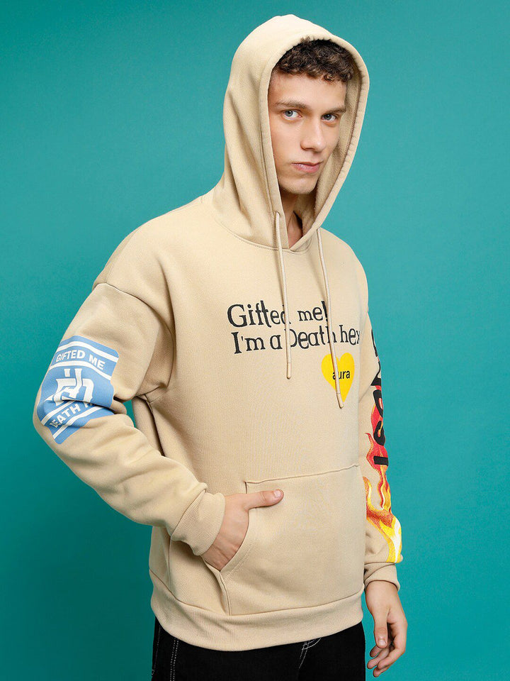 HIGHLANDER Typography Printed Oversized Hooded Pullover Sweatshirt