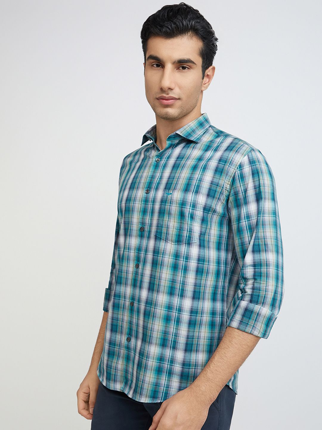 Park Avenue Men Tartan Checked Slim Fit Pure Cotton Formal Shirt