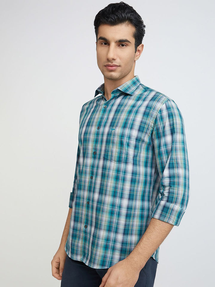 Park Avenue Men Tartan Checked Slim Fit Pure Cotton Formal Shirt