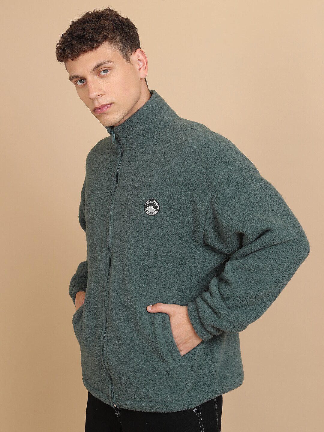 HIGHLANDER Oversized Mock Collar Drop-Shoulder Sleeves Sweatshirt