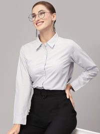 Style Quotient Women Grey Solid Classic Formal Shirt