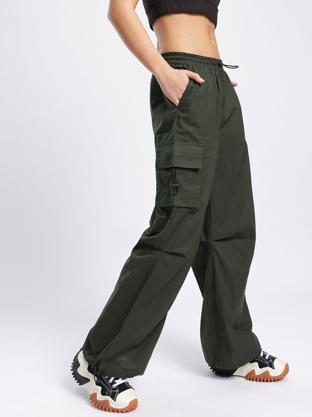 DressBerry Women Urban Ease Toggled Cargo Style Trousers