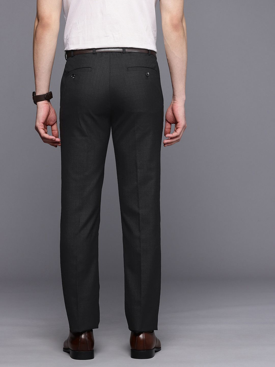 Raymond Men Checked Slim Fit Formal Trousers