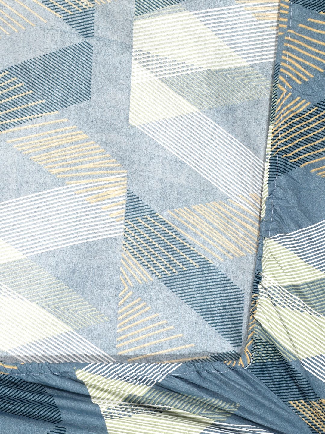 Myntra Elegant Homes Blue & Beige Printed Dilengkapi Set Cadar King 300 TC-2.50 m x 2.25 m