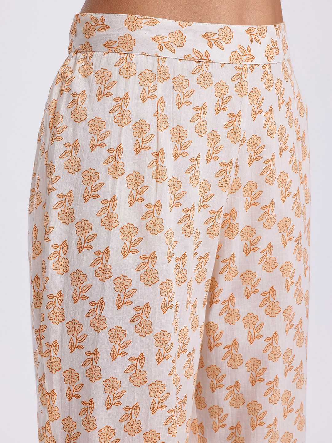 Anouk Floral Printed Cotton Kurta with Trousers & With Dupatta