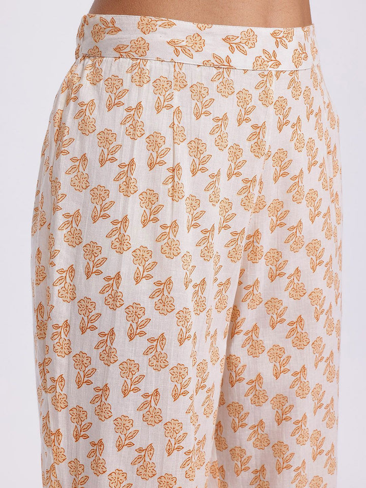 Anouk Floral Printed Cotton Kurta with Trousers & With Dupatta