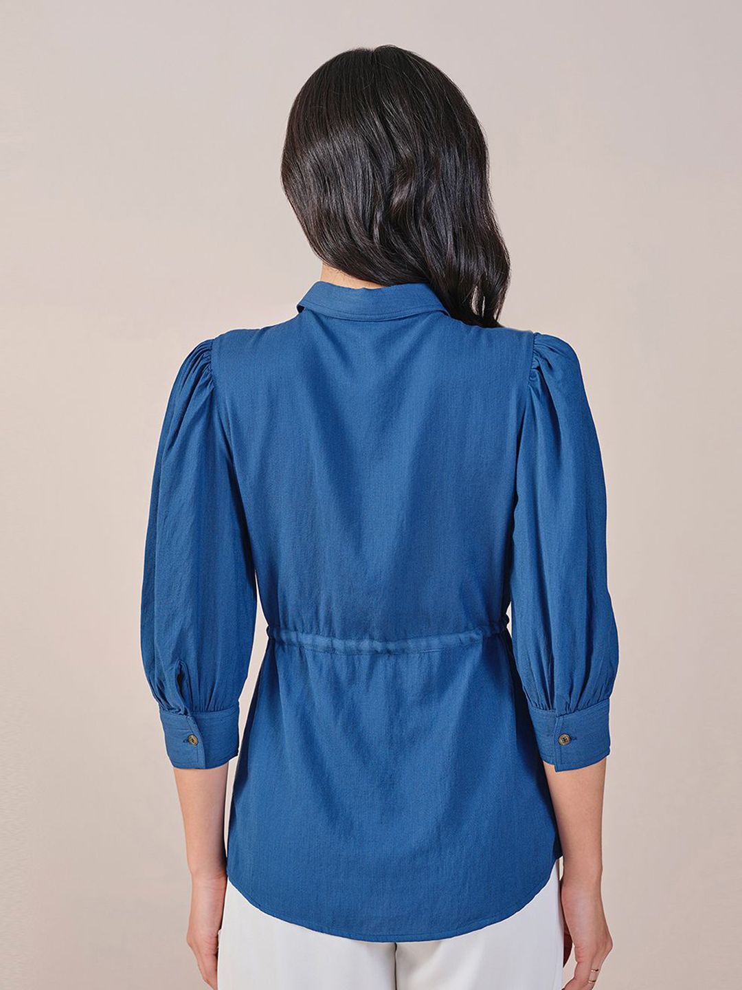 AND Shirt Style Waist Tie-Ups Solid Top