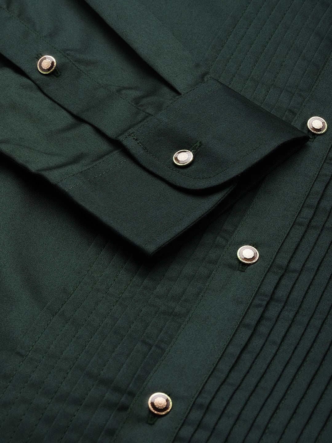 House of Pataudi Pure Cotton Pleated Wingtip Collar Party Shirt