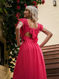 SASSAFRAS Square Neck Sleeveless Georgette Maxi Dress