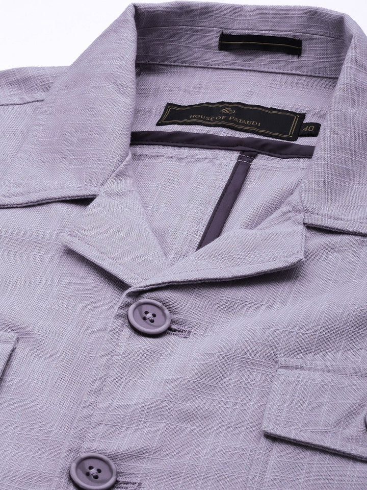 House of Pataudi Men Pure Cotton Self-designed Single-Breasted Jashn Blazer