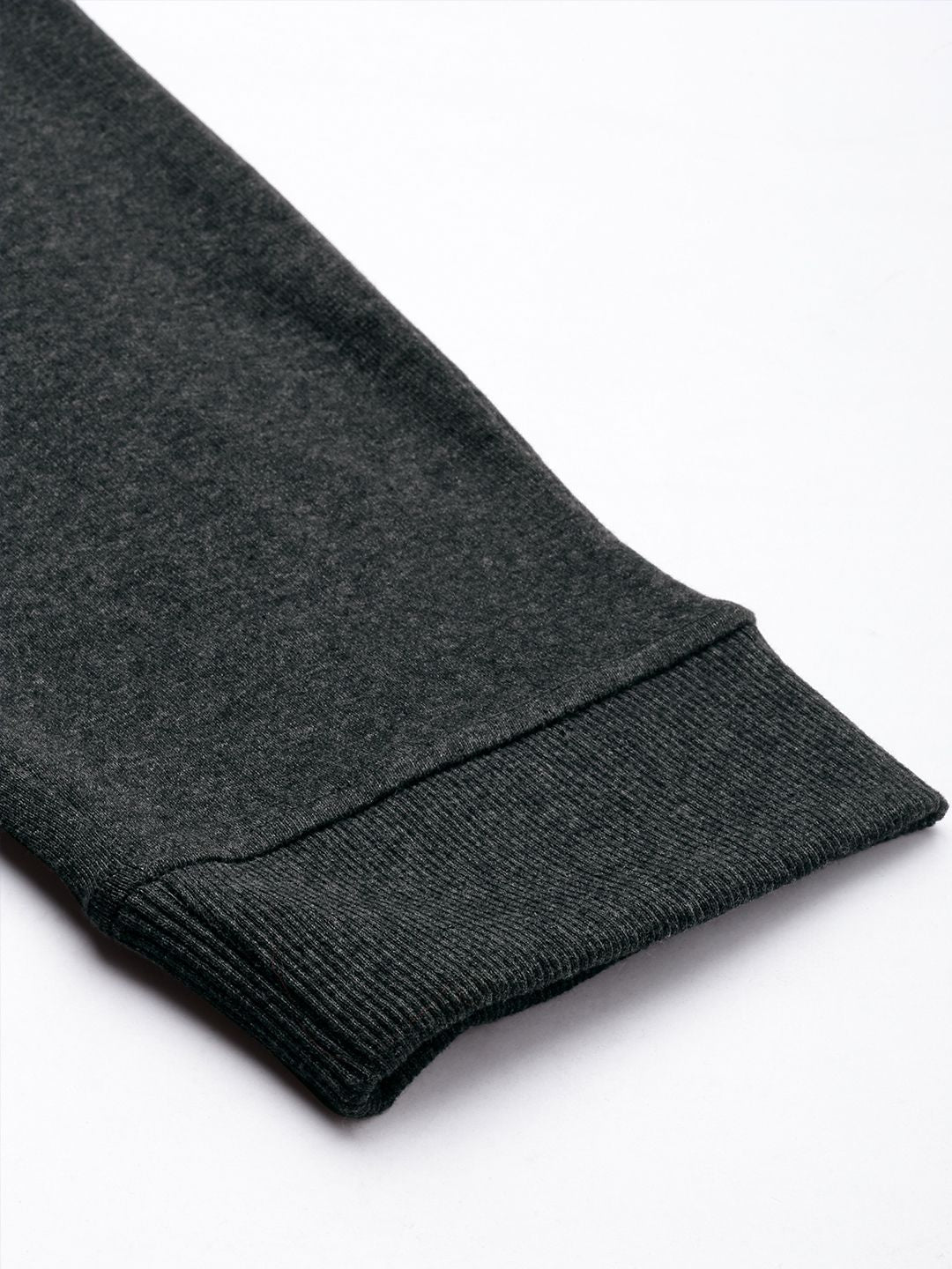 The Indian Garage Co Men Charcoal Grey Solid Melange Effect Joggers