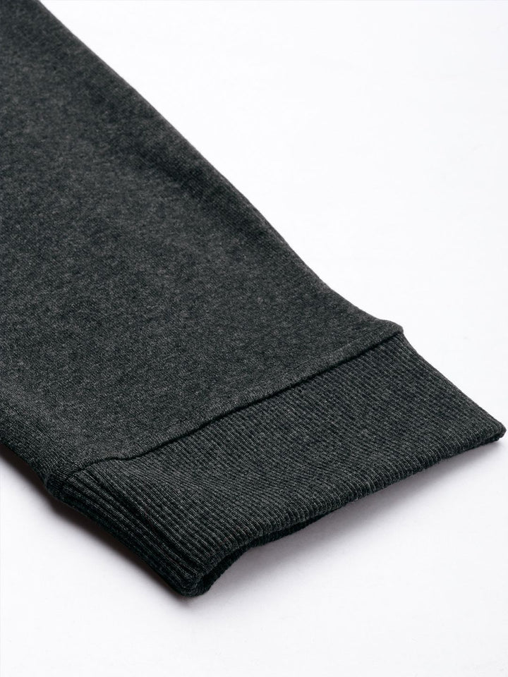 The Indian Garage Co Men Charcoal Grey Solid Melange Effect Joggers