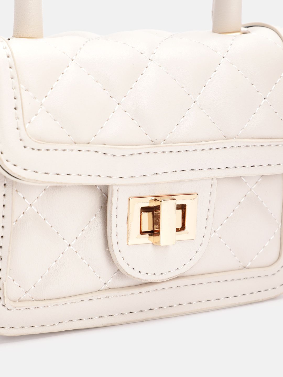 DressBerry Quilted Structured Satchel Bag
