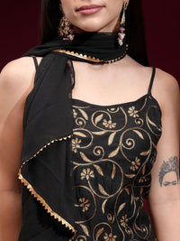 Vishudh Women Embroidered Kurta with Elasticated Pants and Dupatta