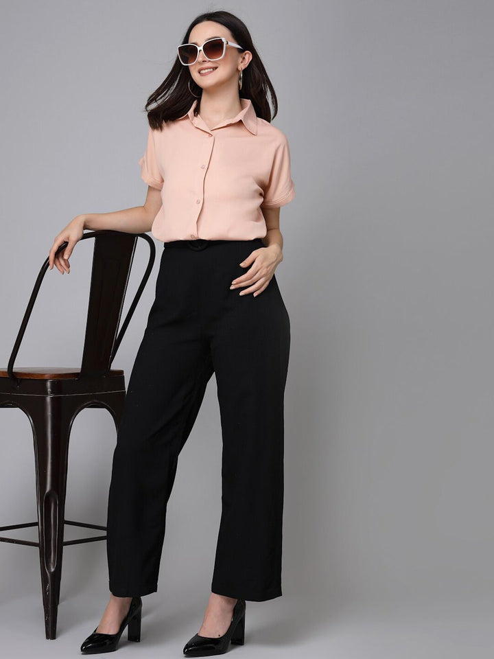 Style Quotient Nude Smart Spread Collar Formal Shirt