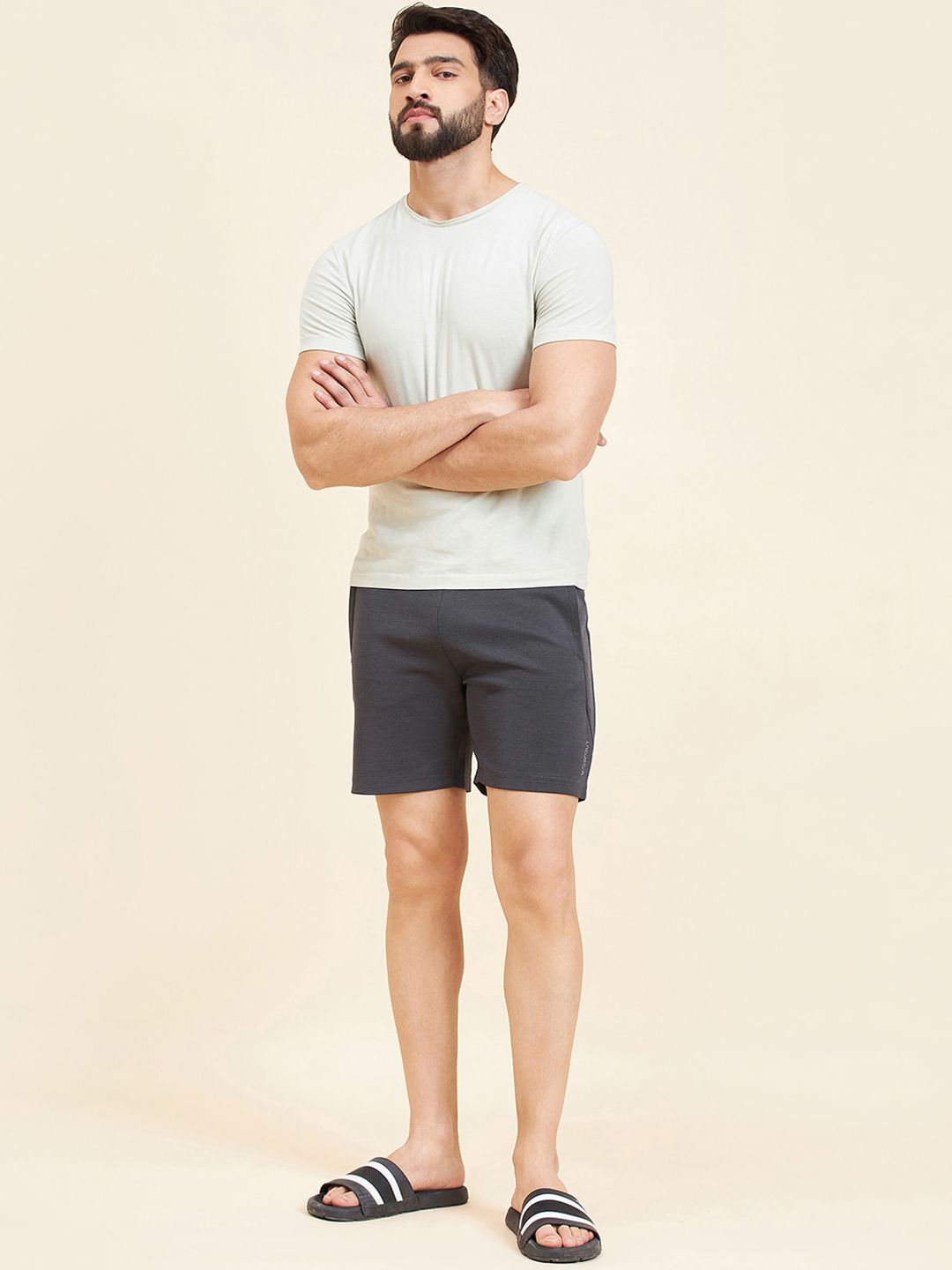 Sweet Dreams Men Charcoal Mid-Rise Shorts