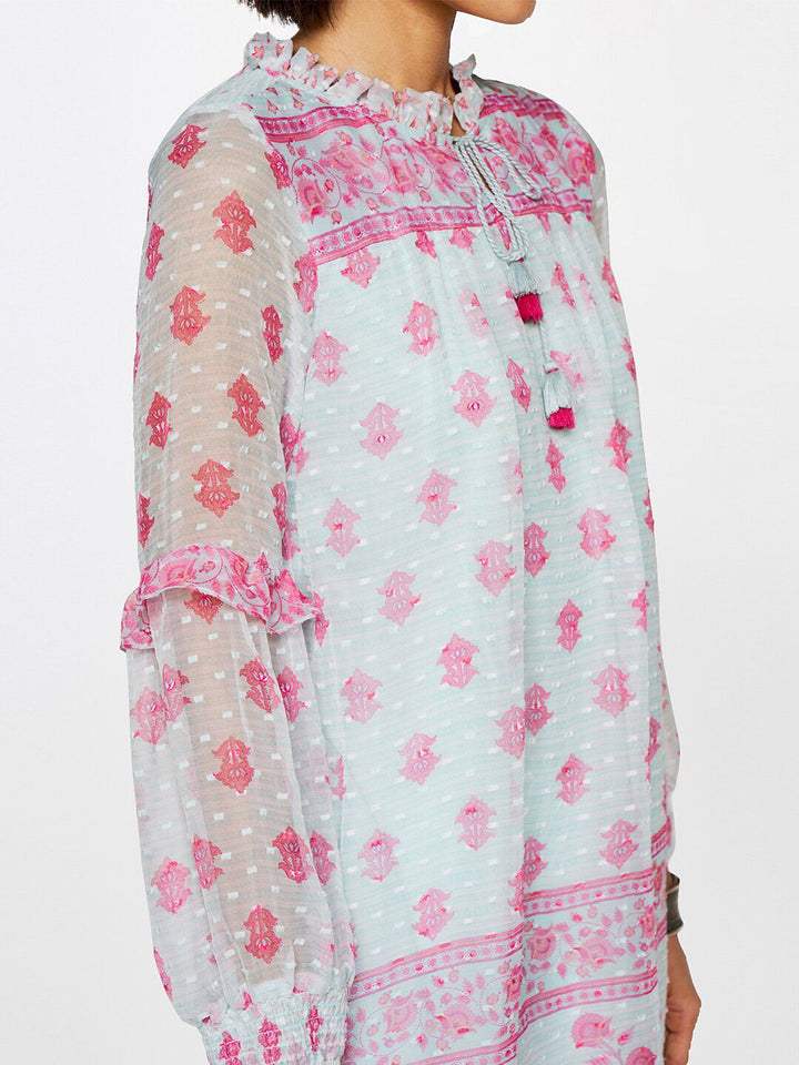 Global Desi Floral Printed Mandarin Collar Ethnic Tunic