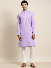 Anug by SOJANYA Men Purple Band Collar Kurta